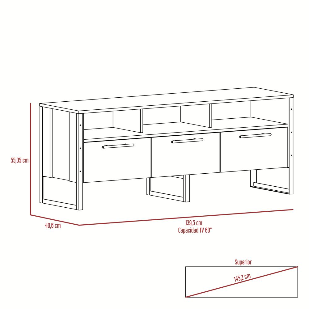 Rack Tv 60" Con 3 Puertas Y 3 Repisas Fm-009c - Cafe Claro image number 6.0