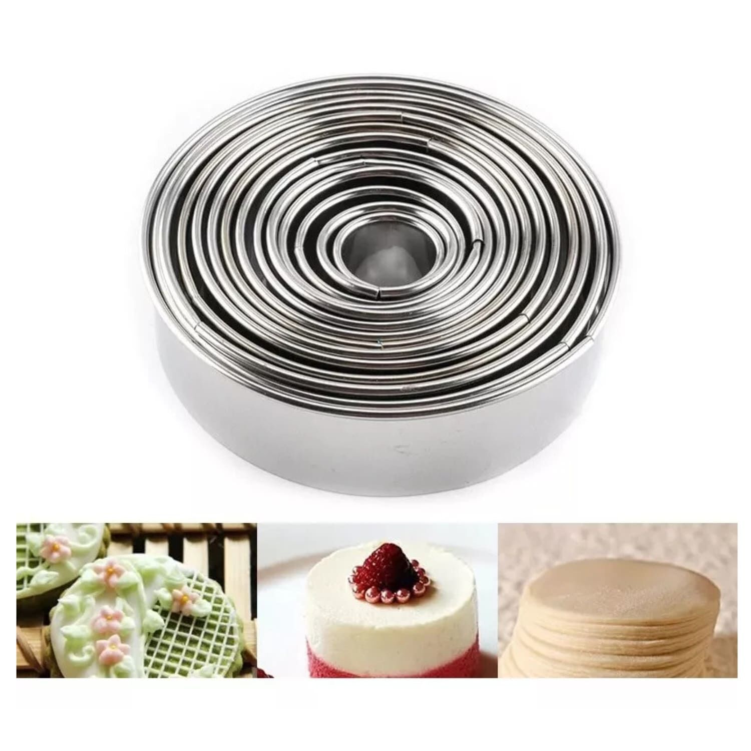 Set 14 Moldes Galletas Anillo Circular Cortador Reposteria image number 3.0
