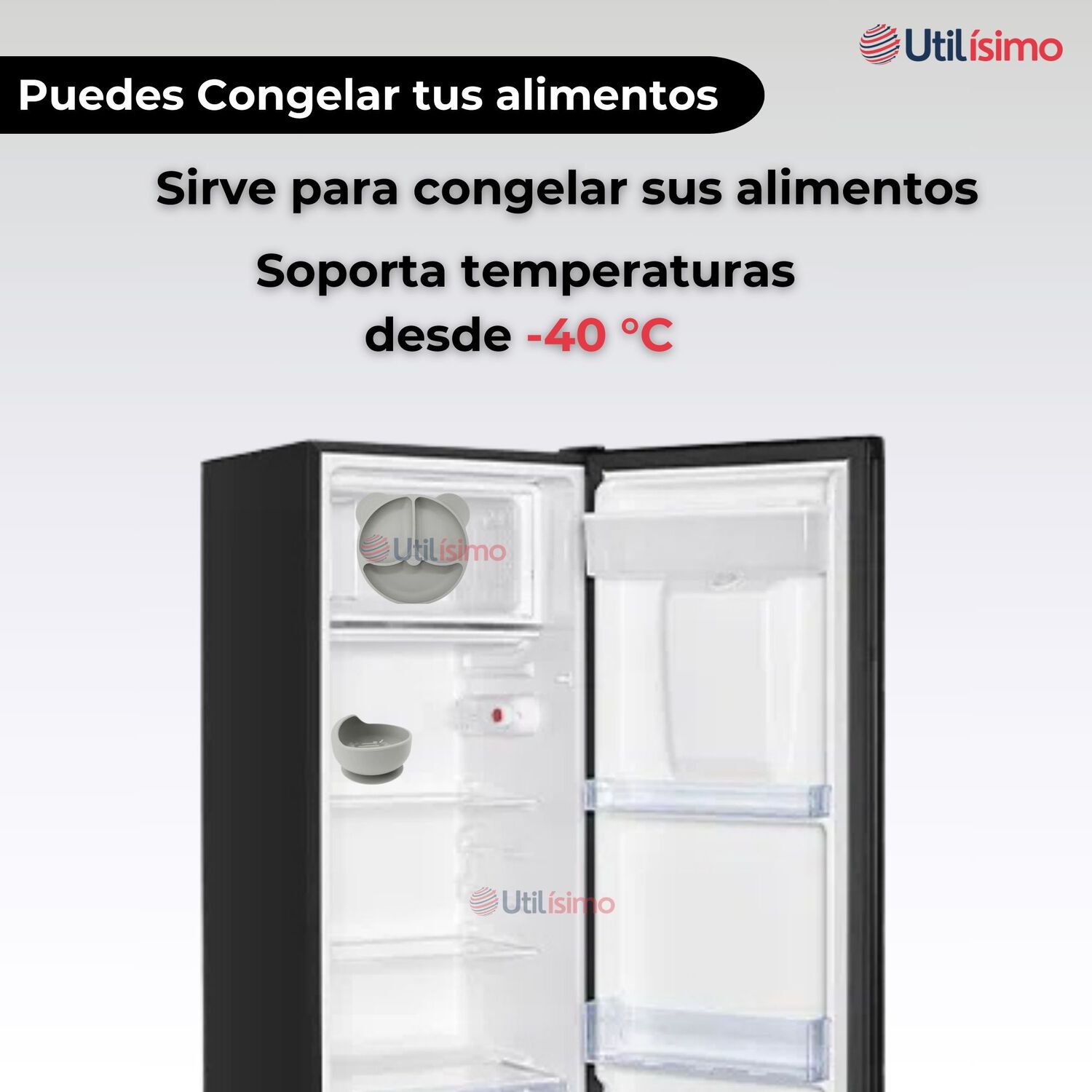 Set De Alimentaci&oacute;n Beb&eacute; Silicona De Oso 6 Piezas Libre Bpa Color Gris image number 4.0