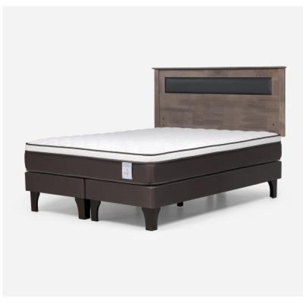 Cama Europea Rosen New Style 4 Plus / 2 Plazas / Base Dividida  + Respaldo Ferrara Gris image number 8.0