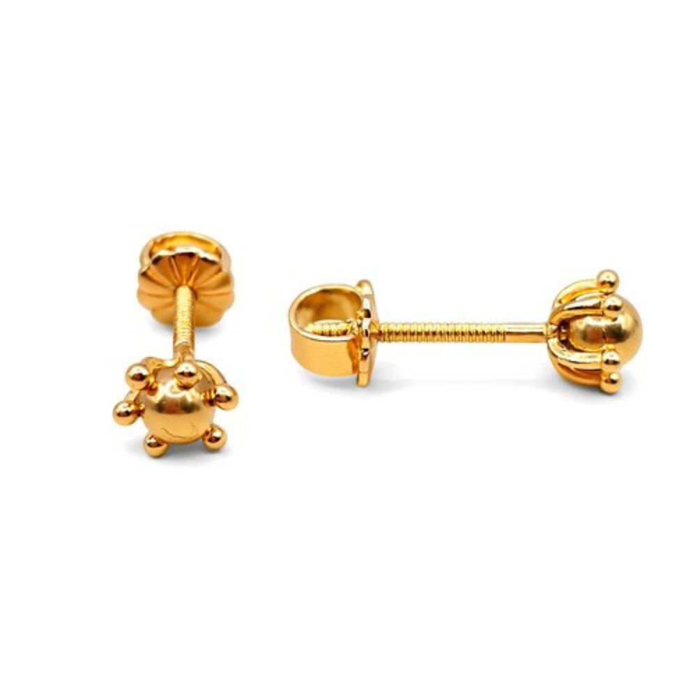 Aros Bolita Pistilo 9mm N6 Oro 18k Atornillados 3.60gr Mujer Hipoalerg&eacute;nicos image number 2.0