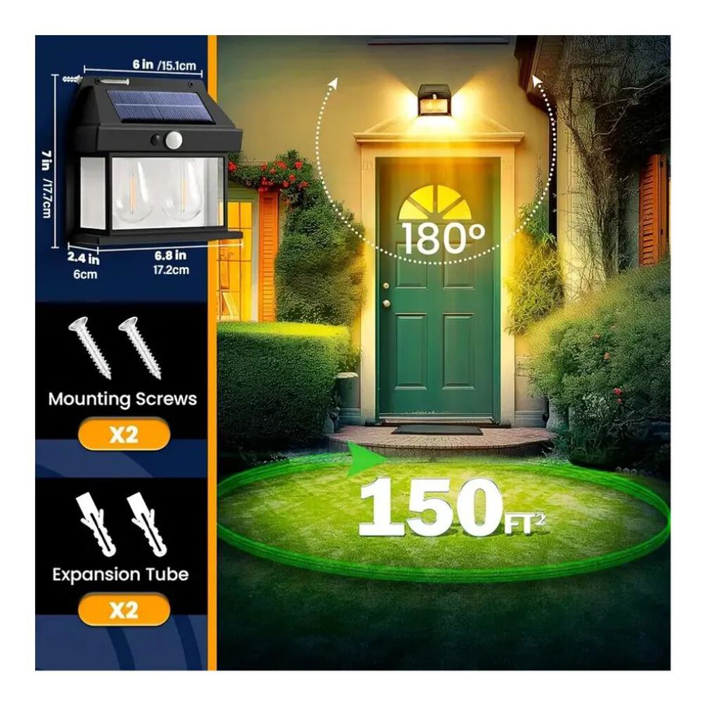 L&aacute;mpara Solar Led De 2 Focos Con Sensor image number 3.0