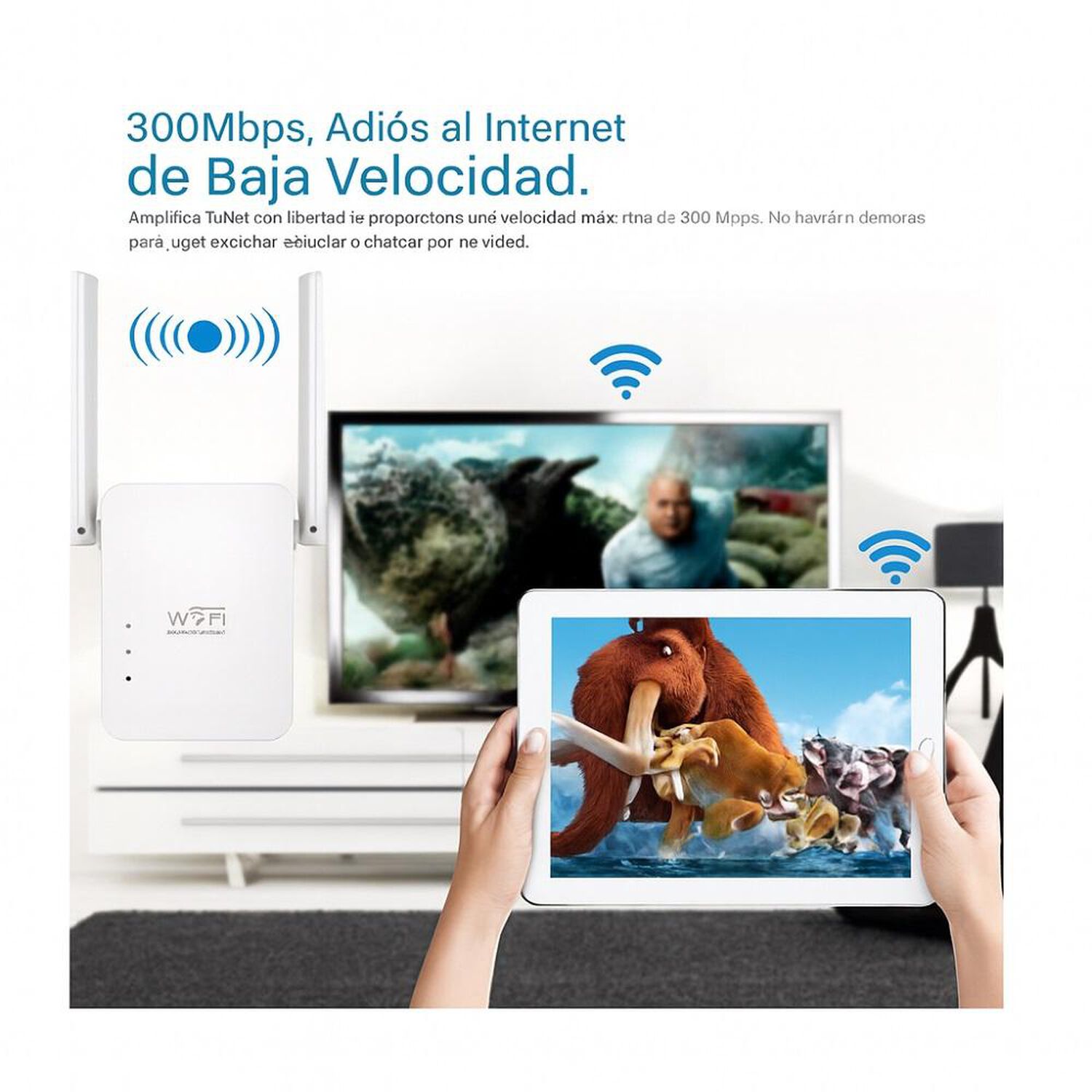 Repetidor Amplificador Wifi 300 Mbps Inal&aacute;mbrico Mini Router image number 6.0