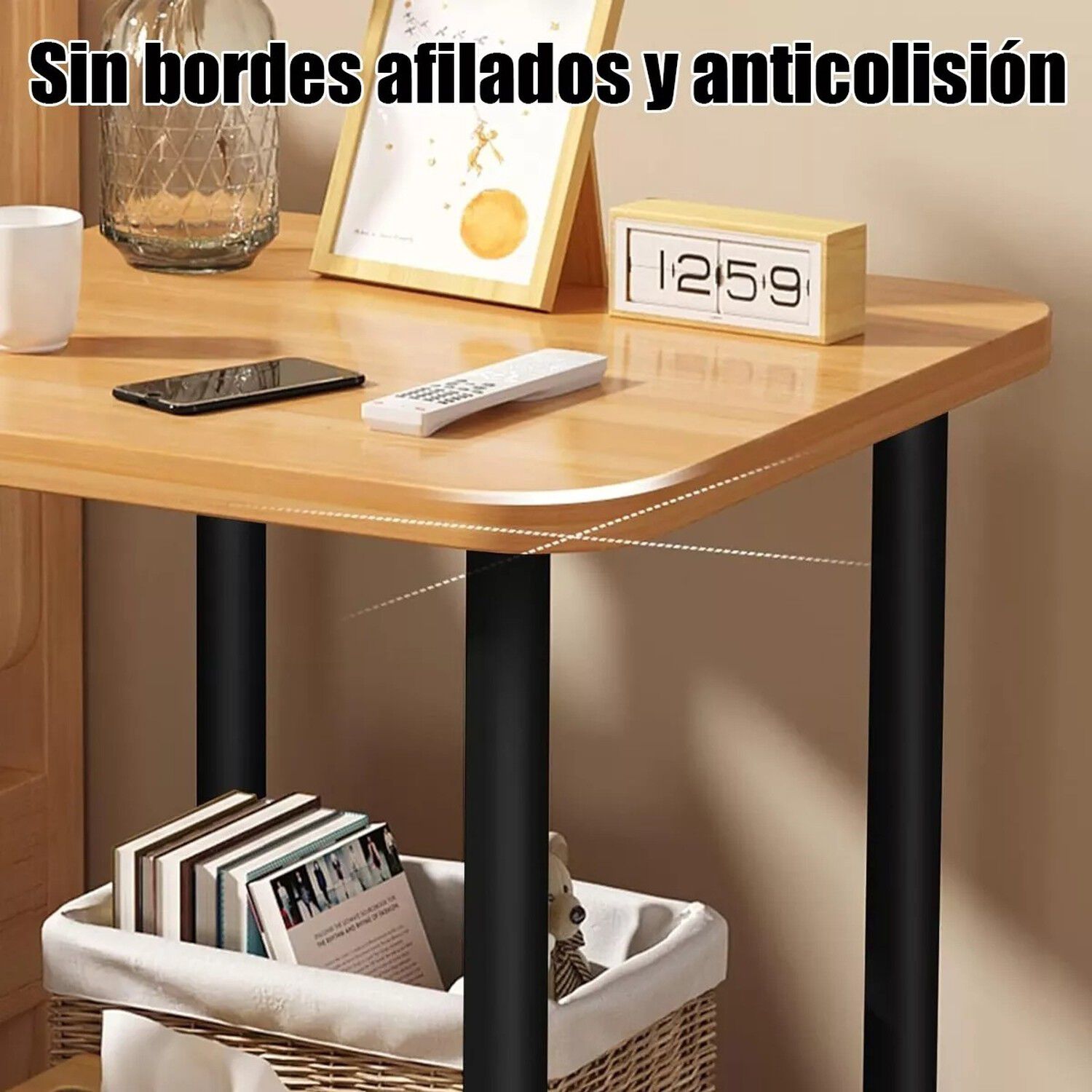 Mesa Centro Minimalista Madera Almacenamiento Espacio Reducido image number 4.0