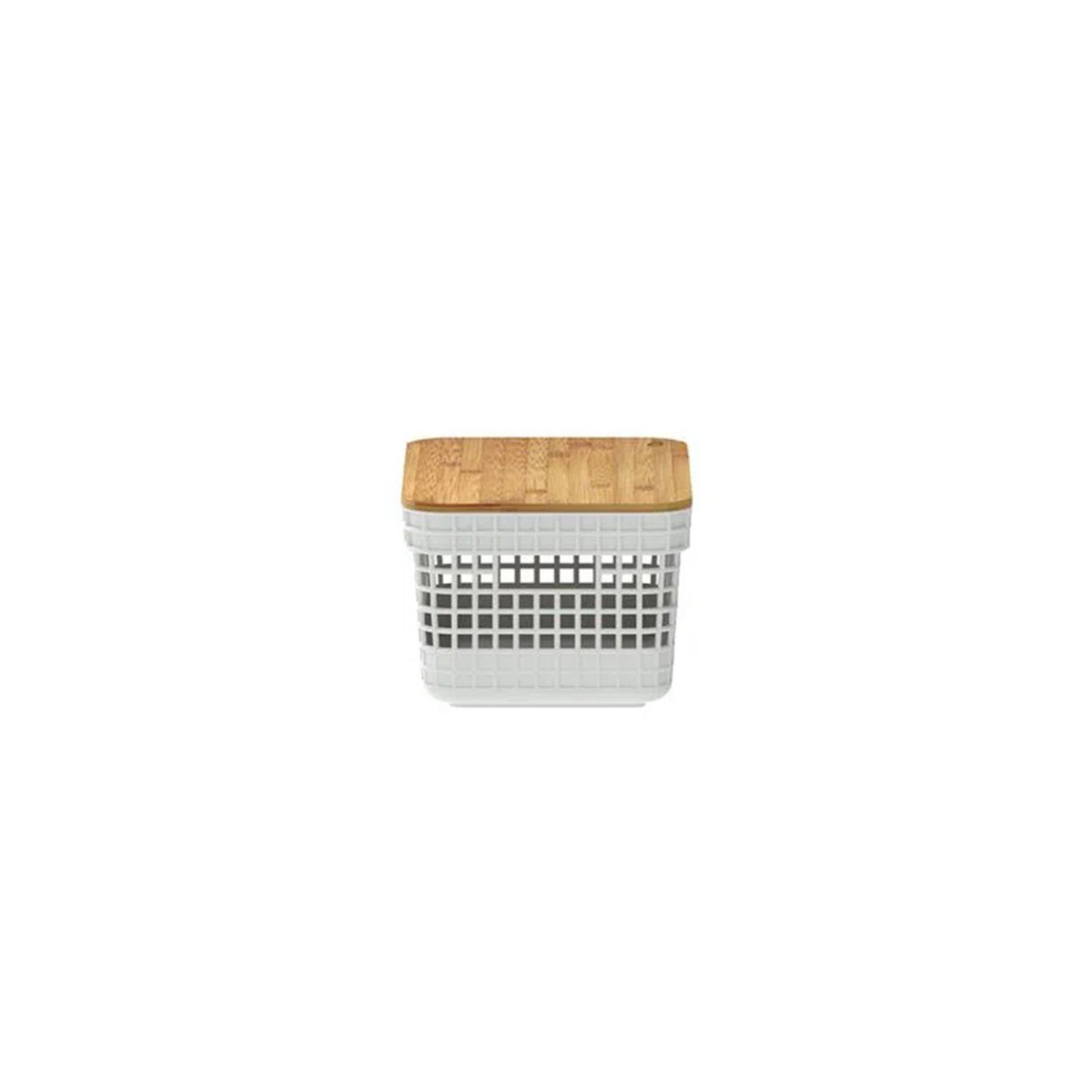 Cesta Organizadora Grid Con Tapa De Bamb&uacute; 2.5 L Blanco Oc&eacute;ano image number 2.0
