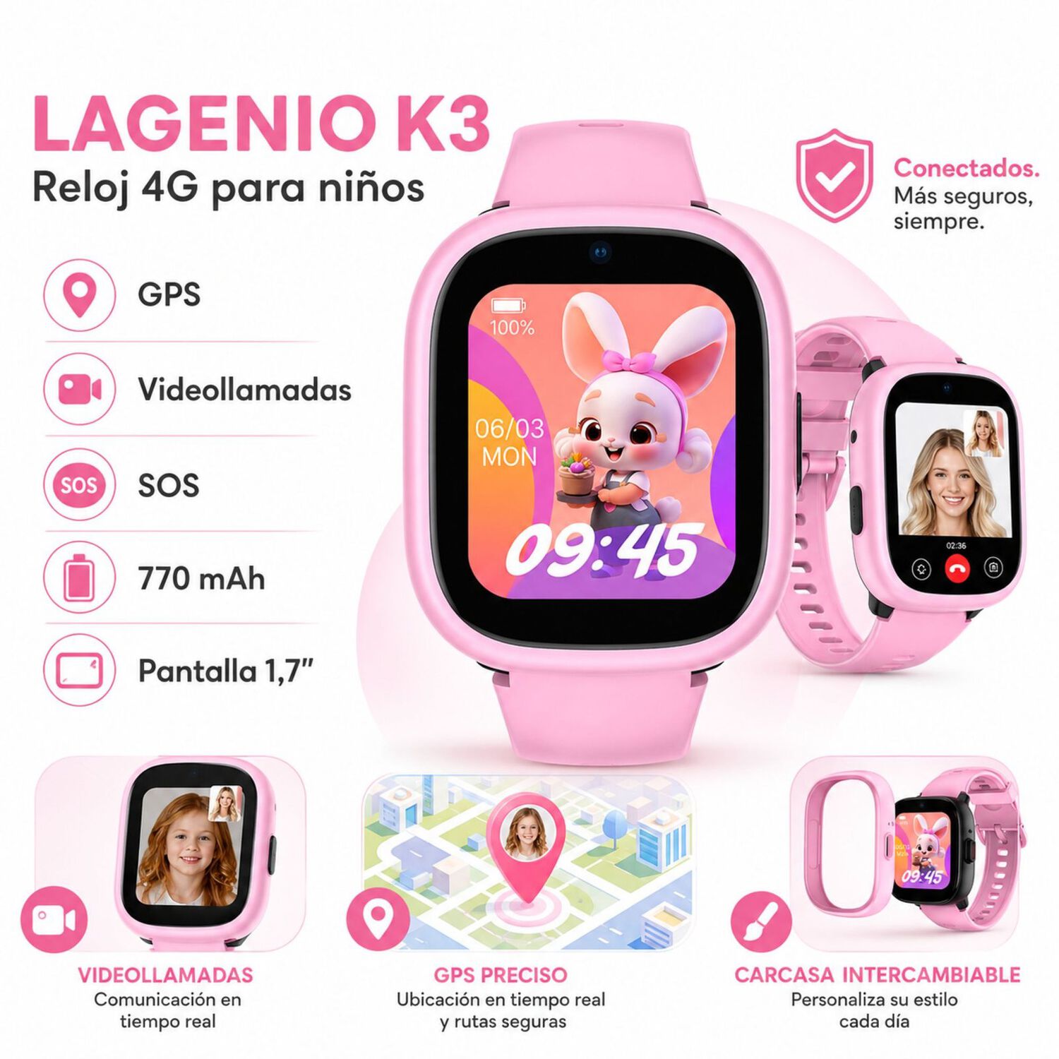 Smartwatch Infantil Lagenio K3 4g Gps Sos Videollamadas image number 0.0