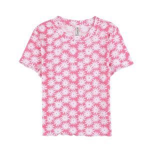 Polera Crop Estampada Manga Corta Cuello Redondo Mujer Freedom