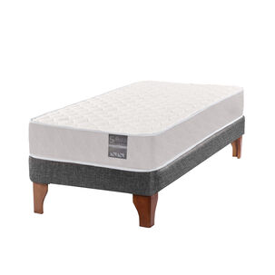 Cama Europea 1 Plaza Luna 90x190 Cm Base Colch&oacute;n Madera Gris