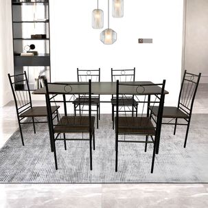 Juego De Comedor 6p Verona Negro 74x80x140 Cm