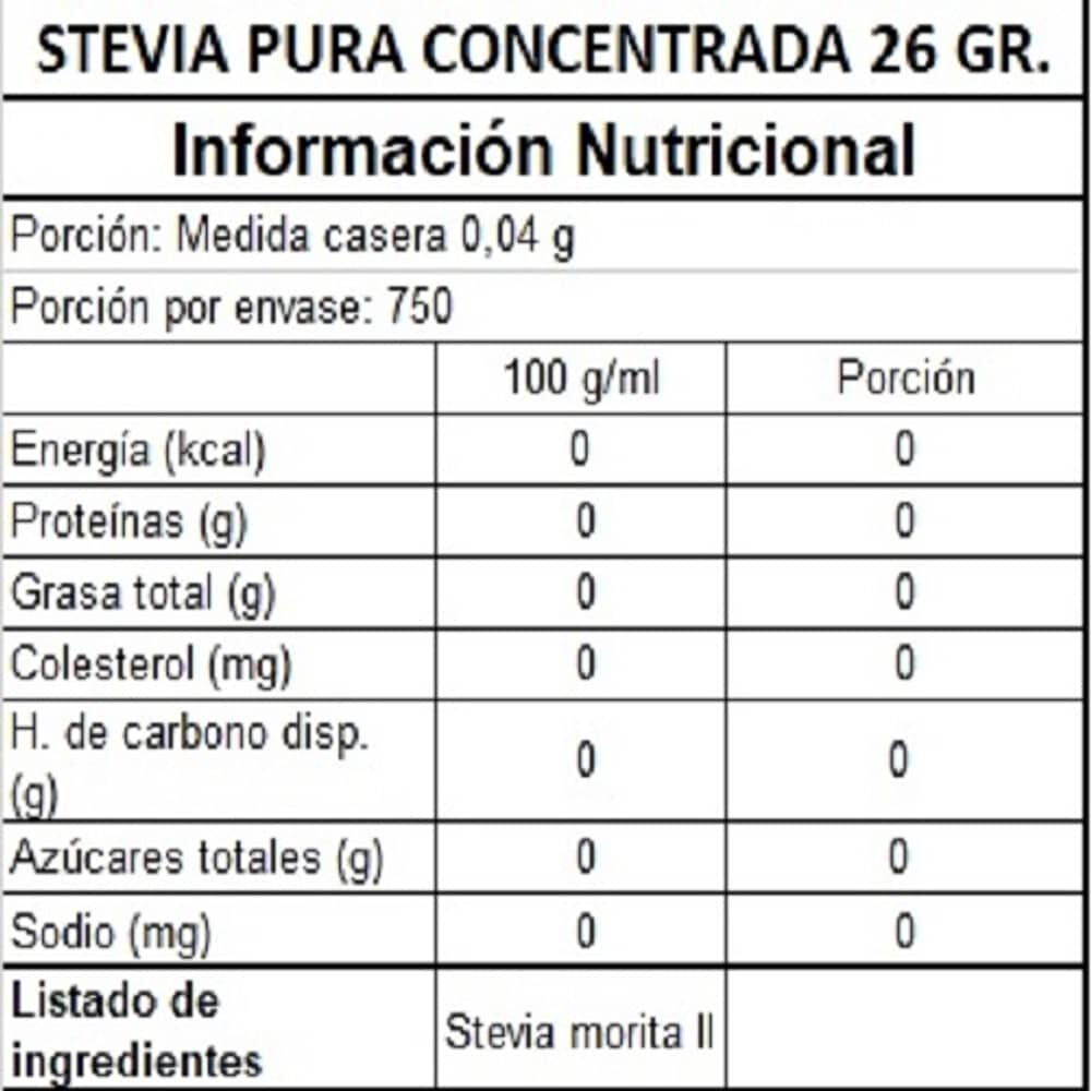 Stevia Pura Concentrada En Polvo - 26 G. image number 2.0