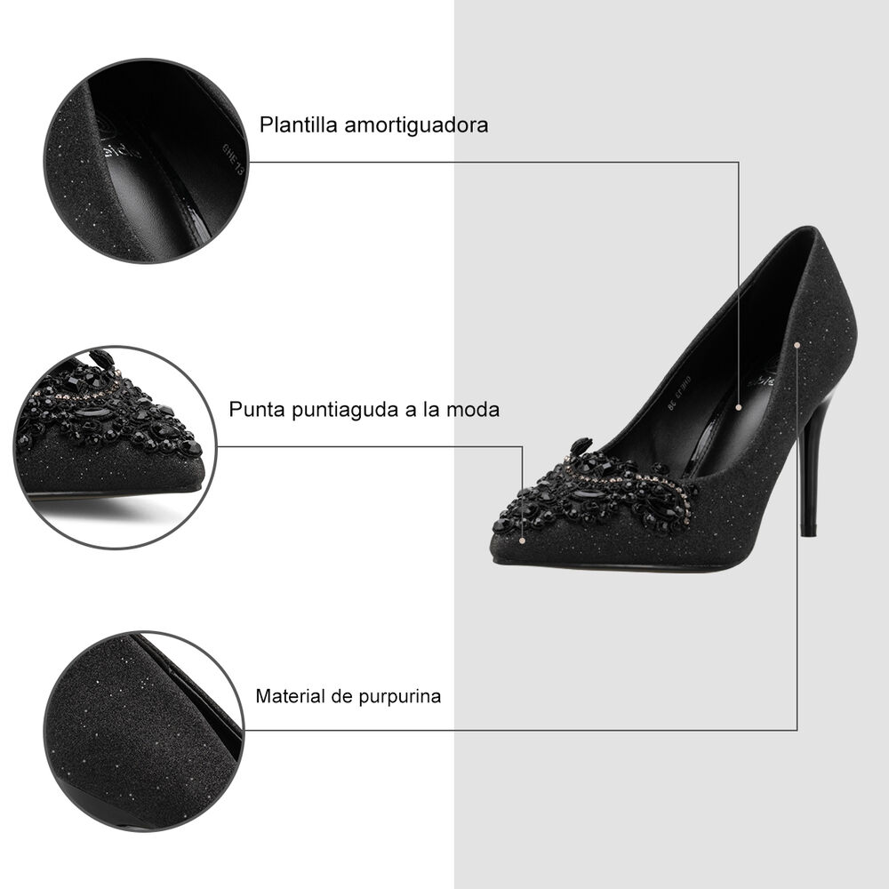 Zapato Taco Alto Negro Fiesta Ghe13 Weide image number 6.0
