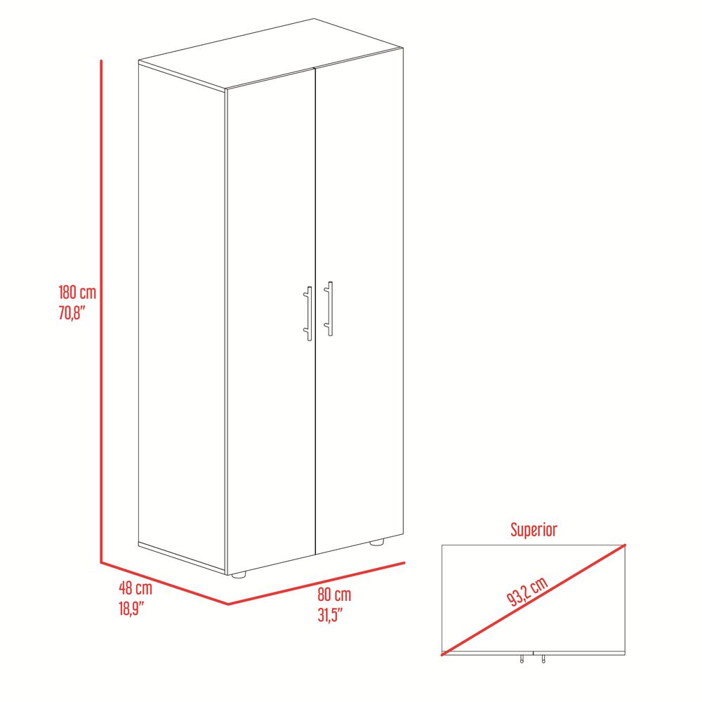 Closet 2 Puertas Fm Melmaina 180x80x48 Cm Negro image number 8.0