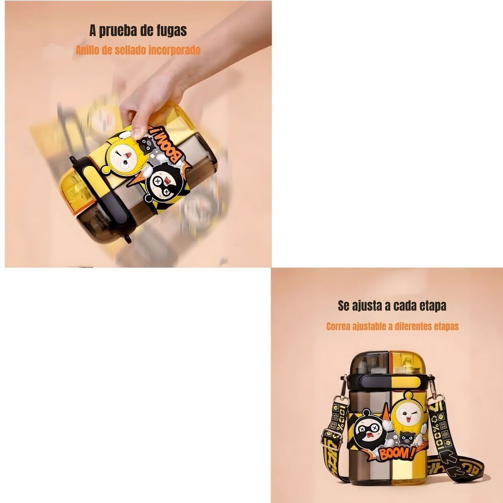 Botella De Agua Doble Ni&ntilde;os 640ml Amarilla Lubabycas image number 6.0