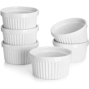Set 6 Pocillos Ramekin Ceramica Blanco 10cm Cocina Horno