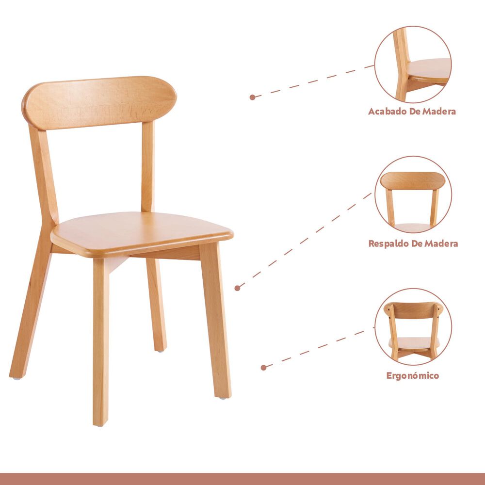 Comedor De Vidrio Cross 140x90cm + 6 Sillas Fresno De Madera image number 2.0