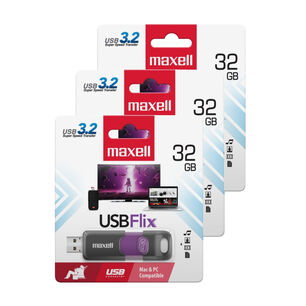 Pack 3 Pendrive Maxell Flix 32gb 3.2