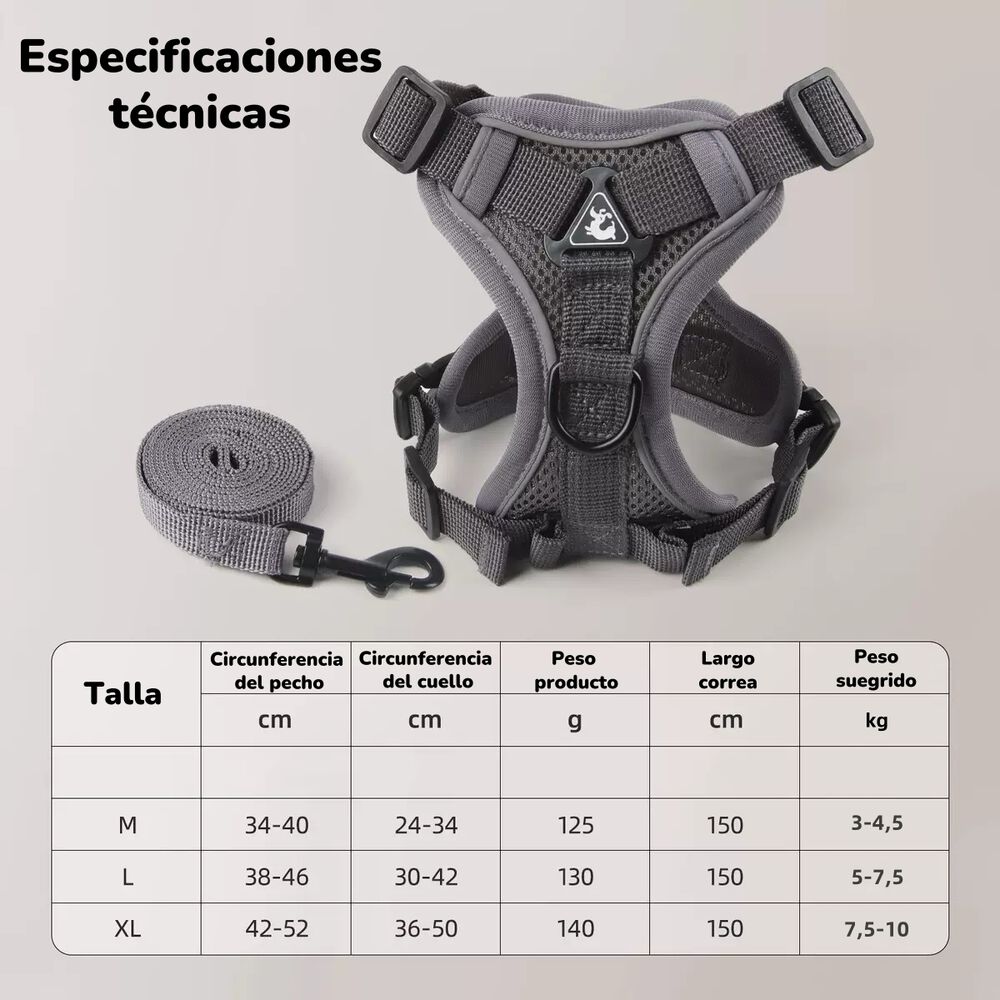 Arnés Para Perro Ajustable Con Correa Reflectantes M image number 2.0