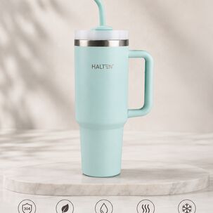 Termo Big Mug 1.2 Litros Acero Inoxidable Con Sorbete Marca Halten Color Verde Menta