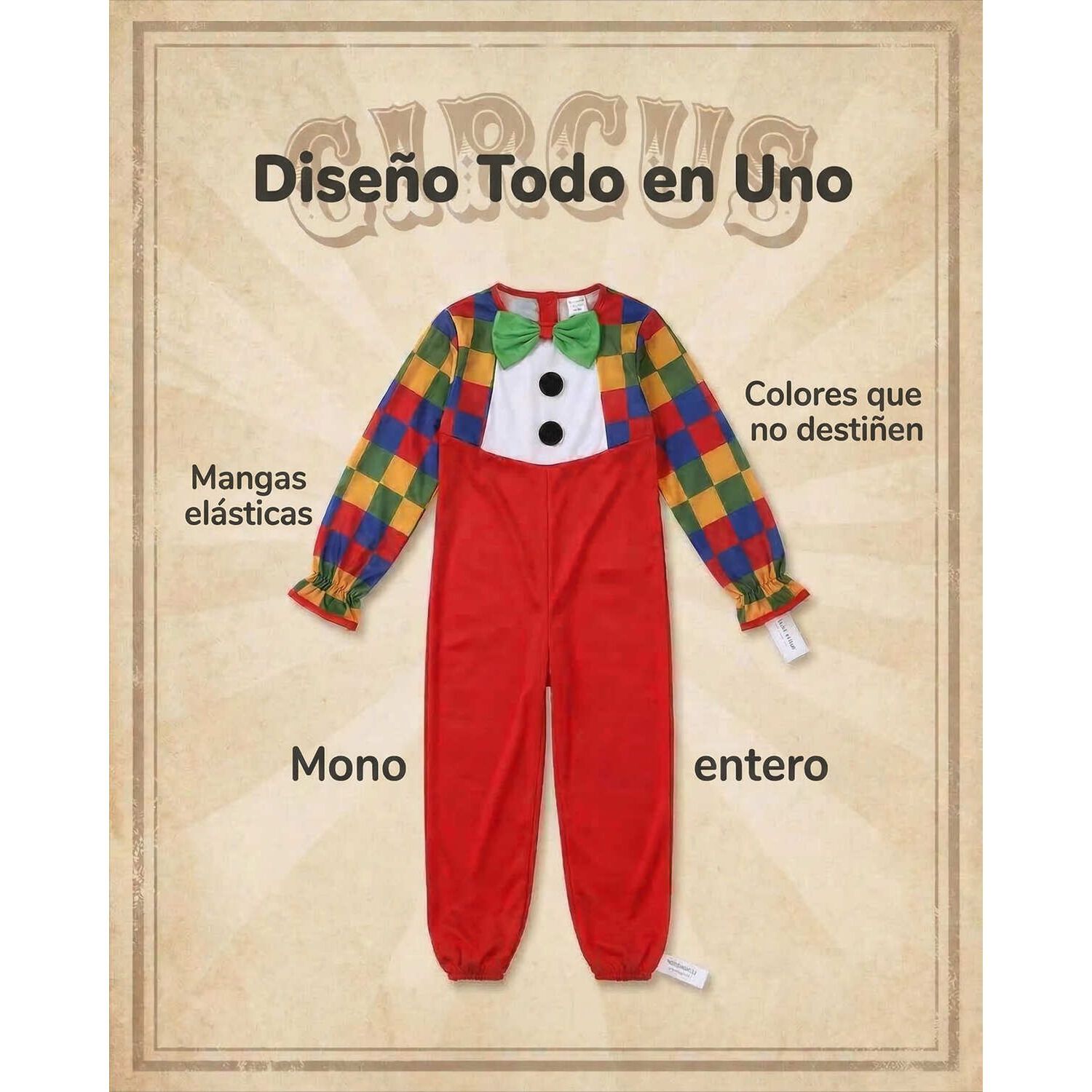 Disfraz Cosplay Payaso Buf&oacute;n Ni&ntilde;o Ni&ntilde;a Carnaval Adulto image number 9.0
