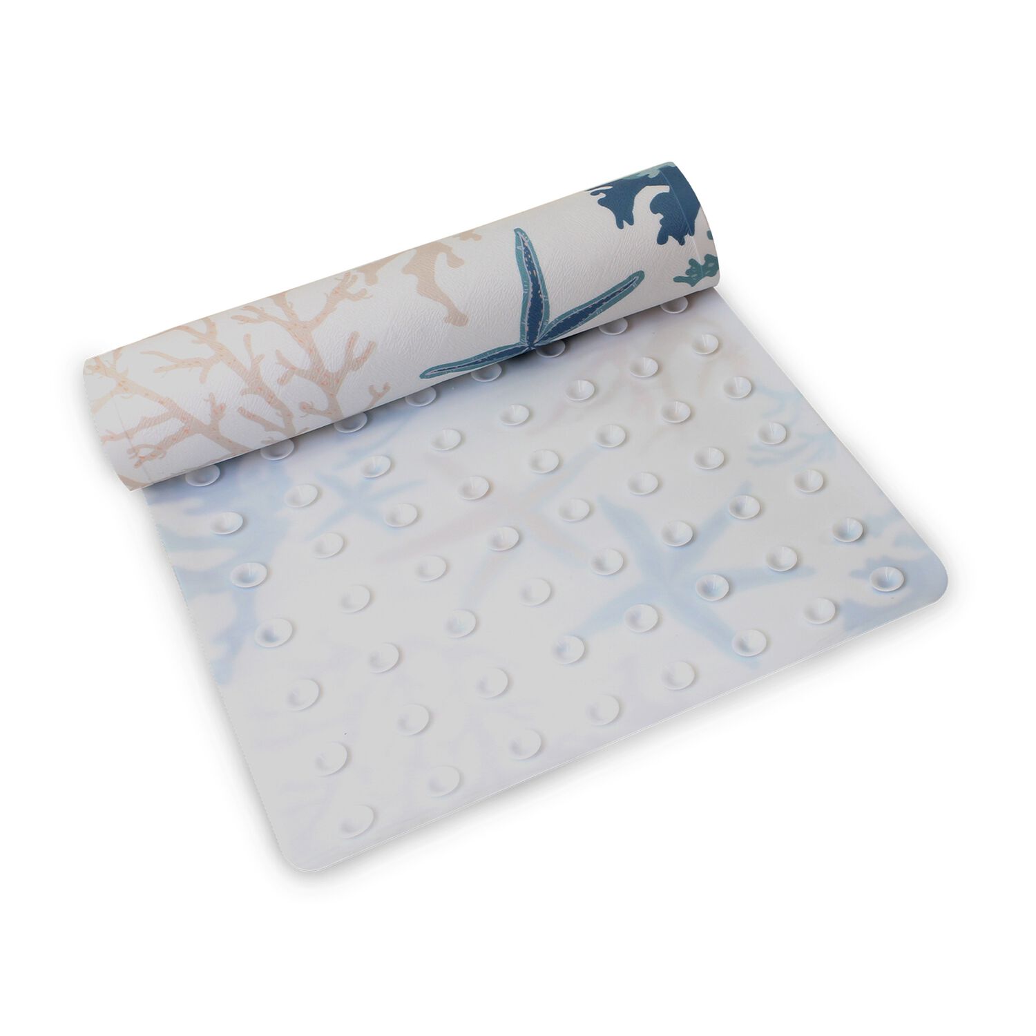 Set Para Ba&ntilde;o Nautica Home Cortina+alfombra+cesta Dise&ntilde;o Corales De Mar image number 3.0