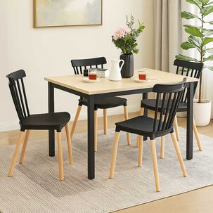 Juego De Comedor New York + 4 Sillas Windsor Negras