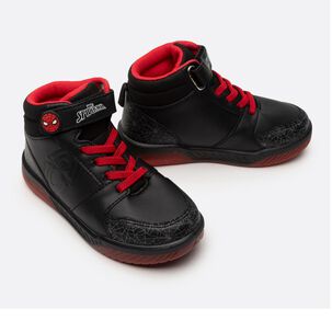 Zapatilla Infantil Con Luces Niño Spiderman Negro