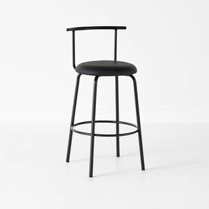 Taburete Alto Oslo Metal Y Cuero Sint&eacute;tico - Negro