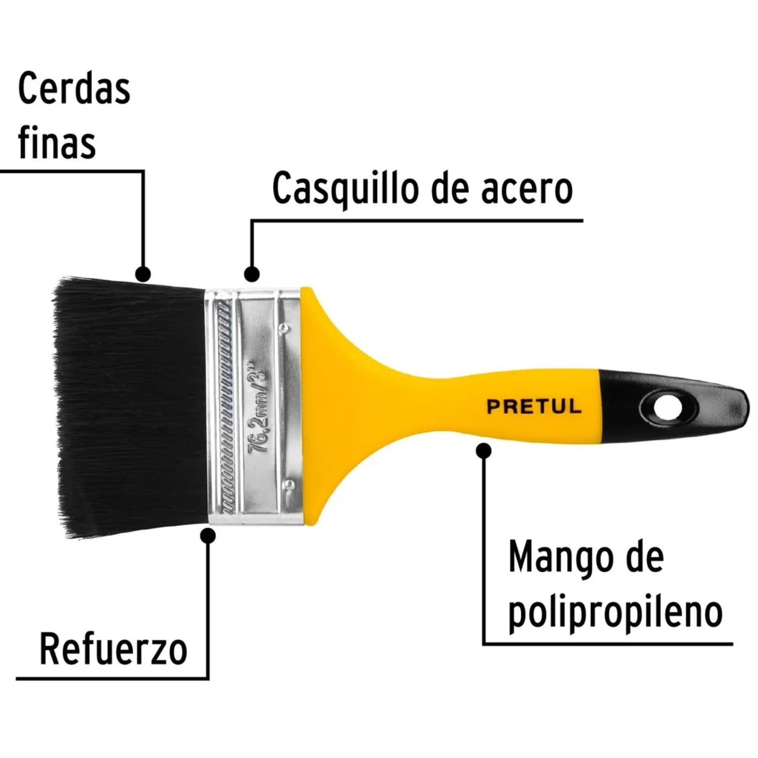 Brocha Para Pintar Ultraresistente 3(7cm) Pretul (truper) image number 2.0
