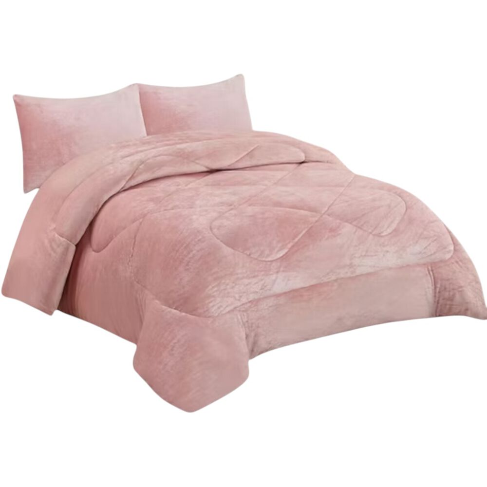 Cobertor De Invierno Plush Con Chiporro 1.5 Plazas + 1 Fundas De Almohada Rosado image number 0.0