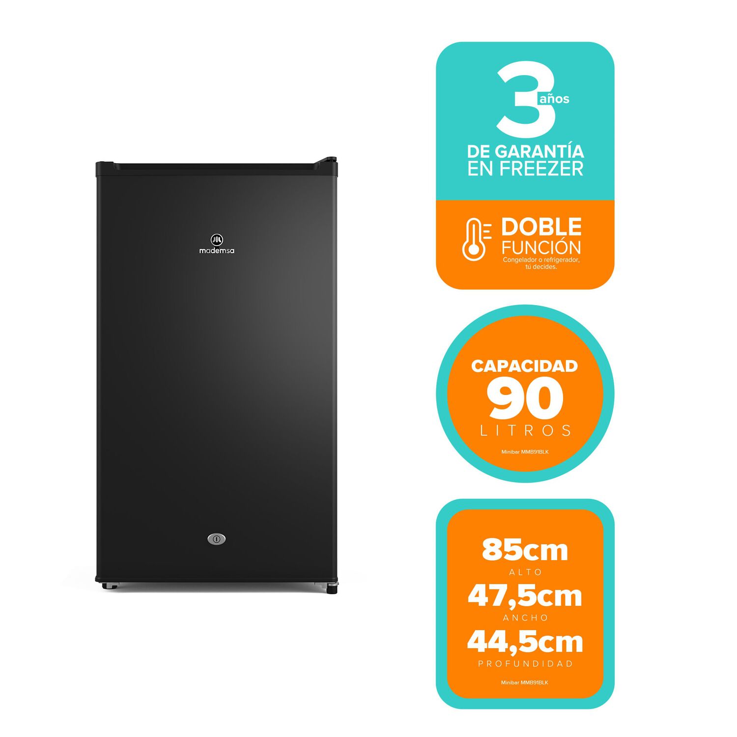 Minibar Mademsa 90l Black Inox Look Mmb 91 image number 1.0
