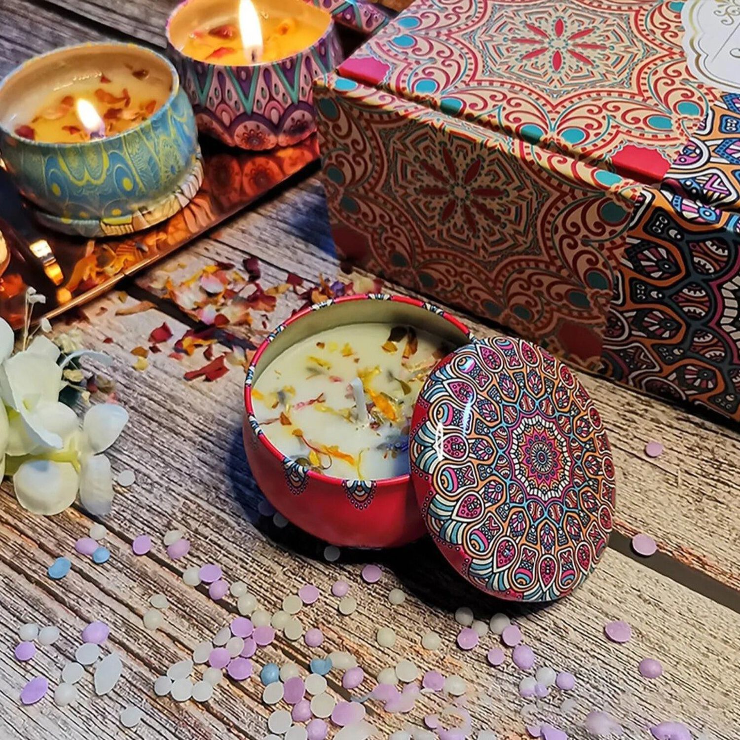 Pack De 6 Velas Arom&aacute;ticas Con P&eacute;talos image number 8.0