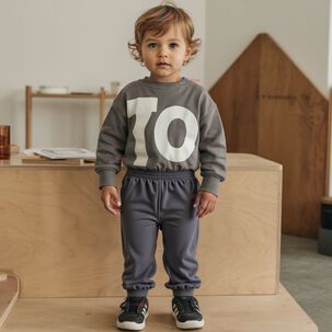 Buzo Bebé Niño Forrado En Polar Gris Pantalón