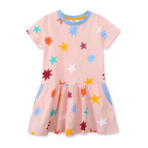 Vestido Manga Corta Ni&ntilde;a Estampado Naranja Pastel 2 A 7 A&ntilde;os