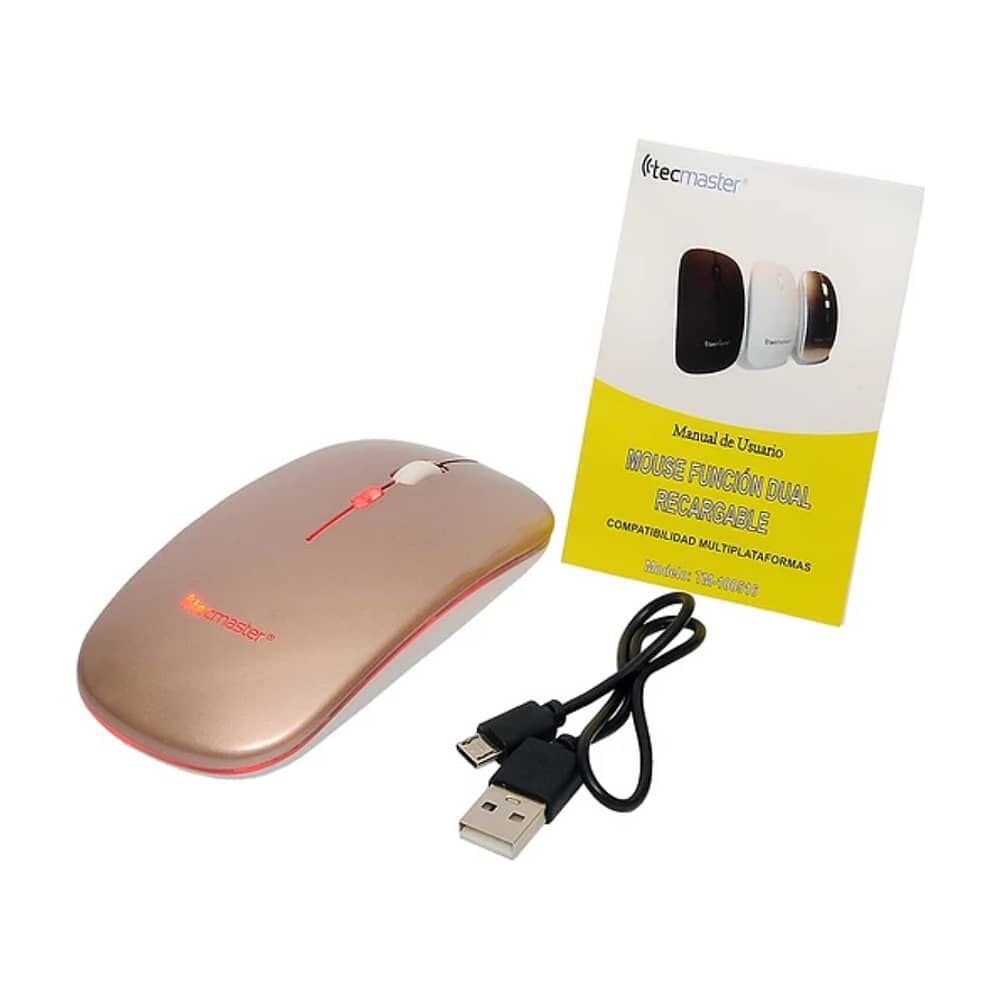 Mouse Dual Recargable Inal&aacute;mbrico Bluetooth Tecmaster Rosado image number 4.0