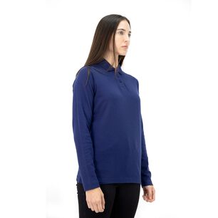 Polera Pique Quebec Manga Larga Azul Mujer