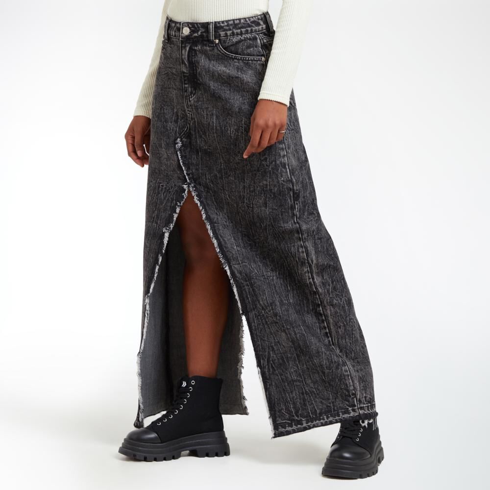 Falda Denim Larga Tiro Medio Regular Mujer Rolly Go image number 2.0