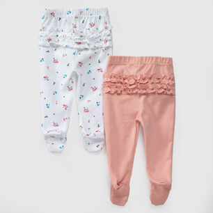 Pack Pantalones Blanco Rosa Flores Algod&oacute;n Peruano