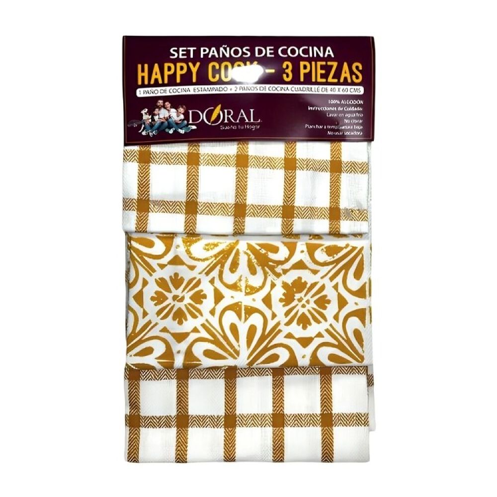 Set 3 Paños De Cocina Happy Cook Amarillo image number 0.0