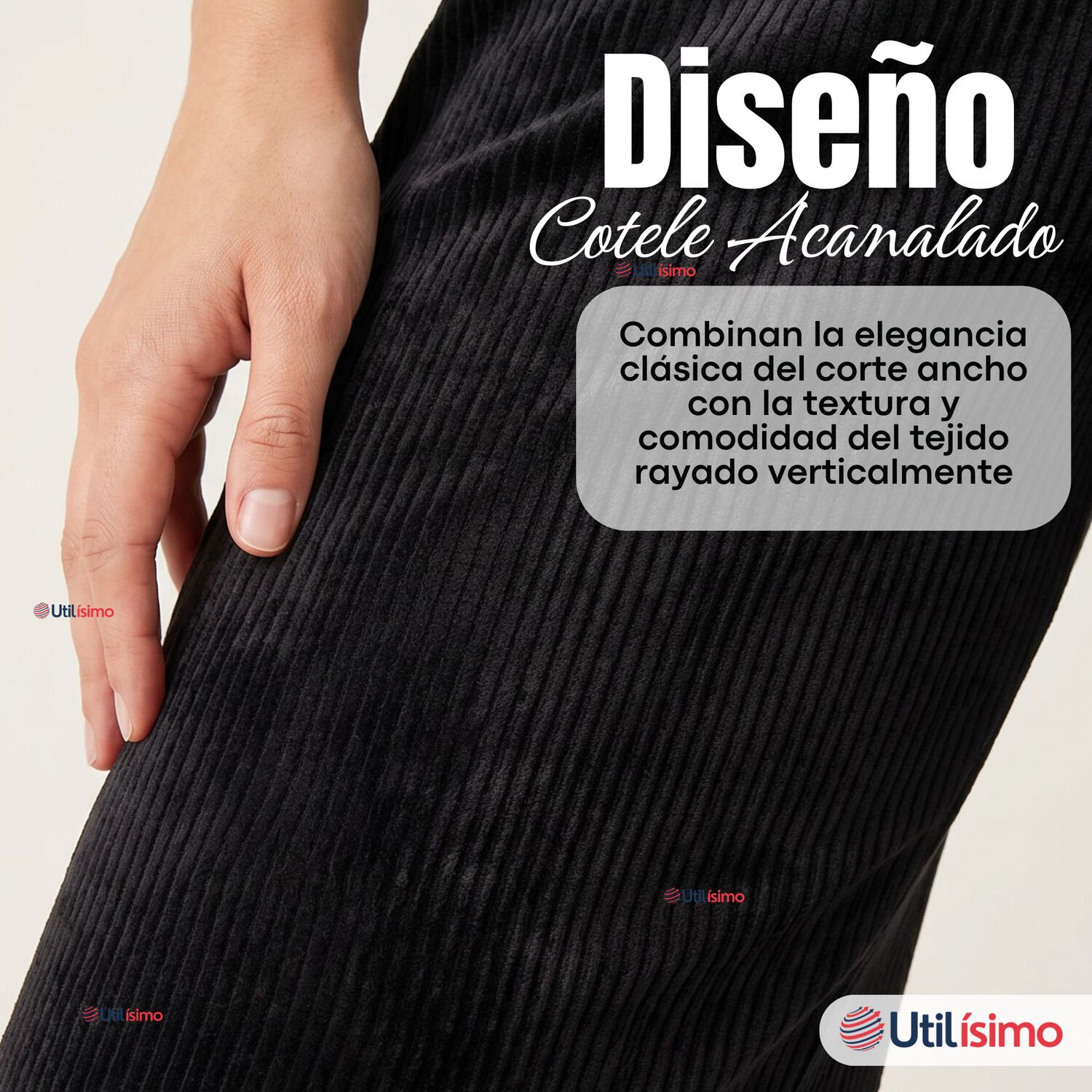 Pantal&oacute;n Cotel&eacute; Palazzo Polar Con Chiporro Elasticado T&eacute;rmico Negro image number 5.0
