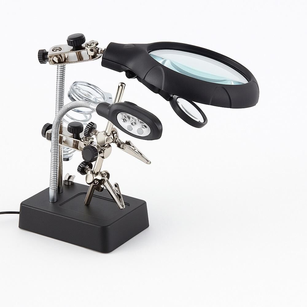 Lupa Brazo Escritorio Soporte Pinza Luz Led Tercera Mano image number 0.0