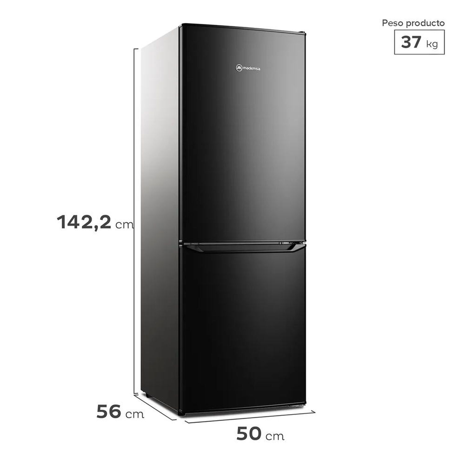 Refrigerador Mademsa 173l Fr&iacute;o Directo Bottom Freezer Med165b Negro image number 1.0