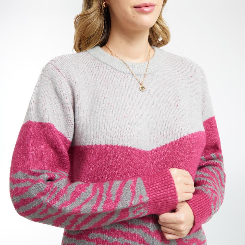 Sweater Bicolor Diseño Animal Cuello Redondo Mujer Geeps image number 4.0