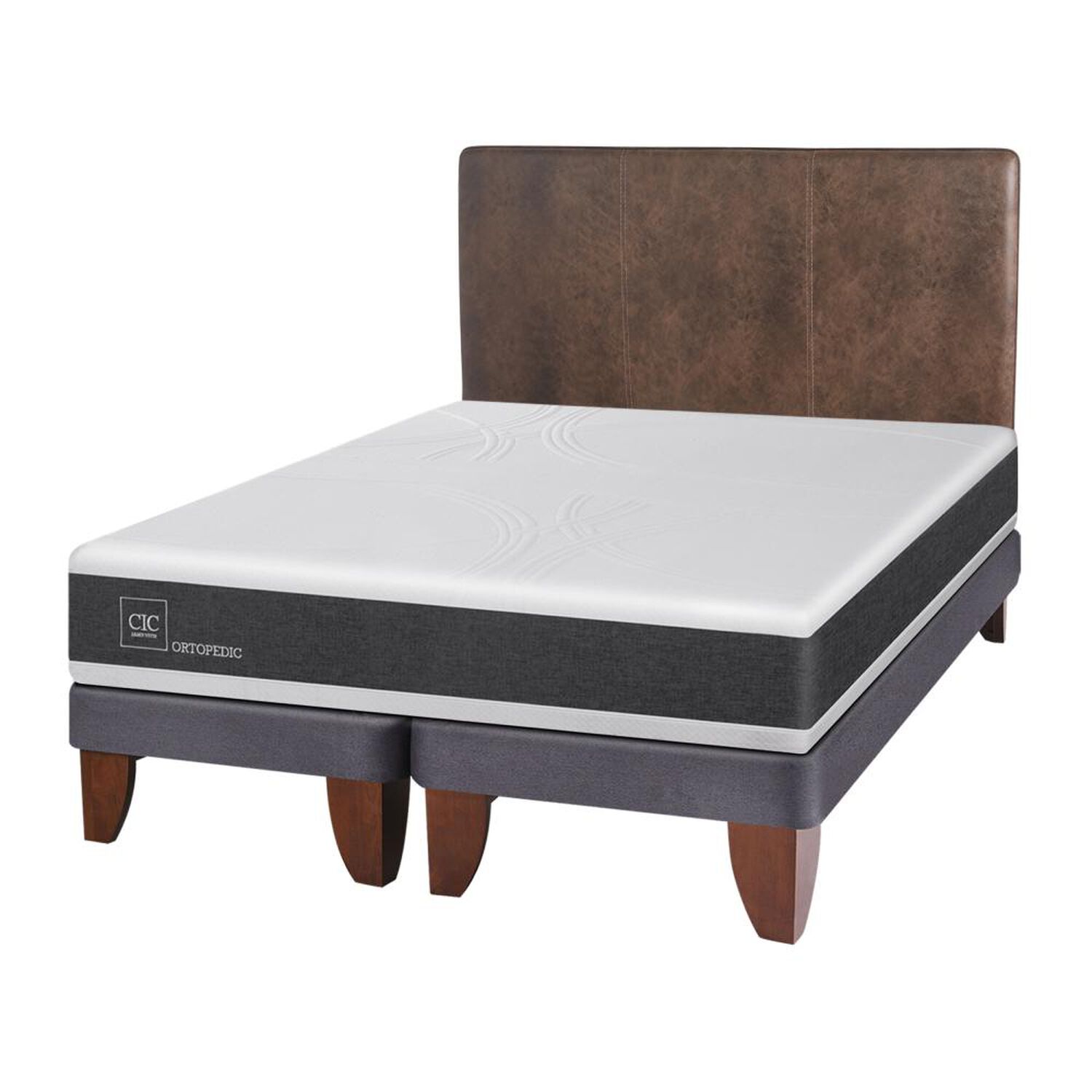 Cama Europea Cic Ortopedic / 2 Plazas / Base Dividida + Respaldo image number 1.0