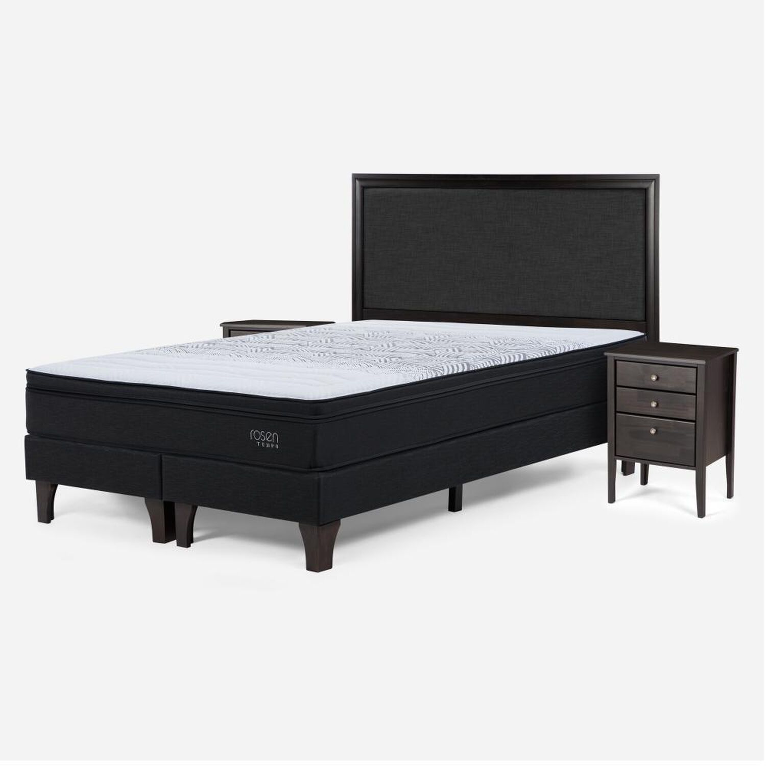 Cama Europea Rosen Tempo / King / Base Dividida + Set De Maderas Nolita Grafito image number 1.0