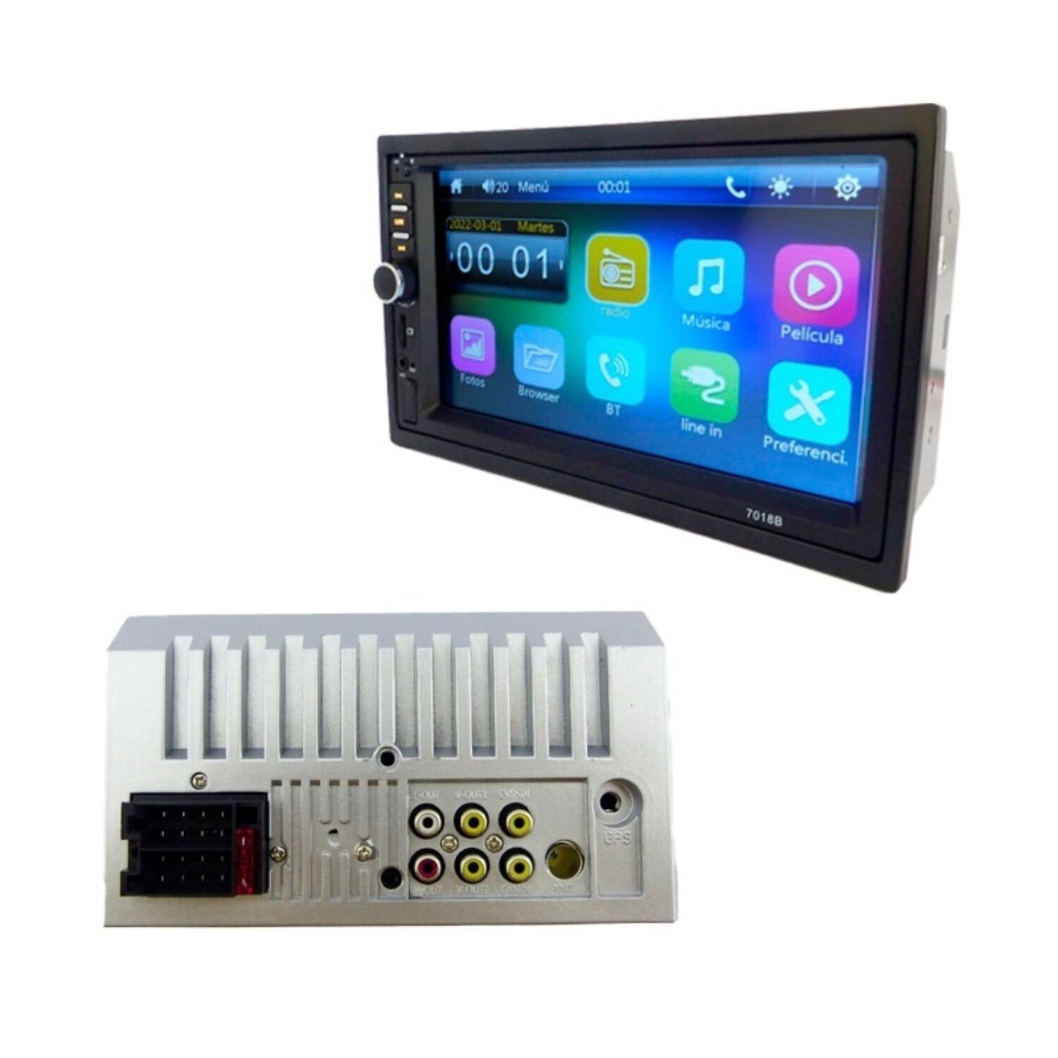 Radio Para Auto Con Pantalla 7 Pulg Touch Con Bisel Y Mando Al Volante image number 0.0