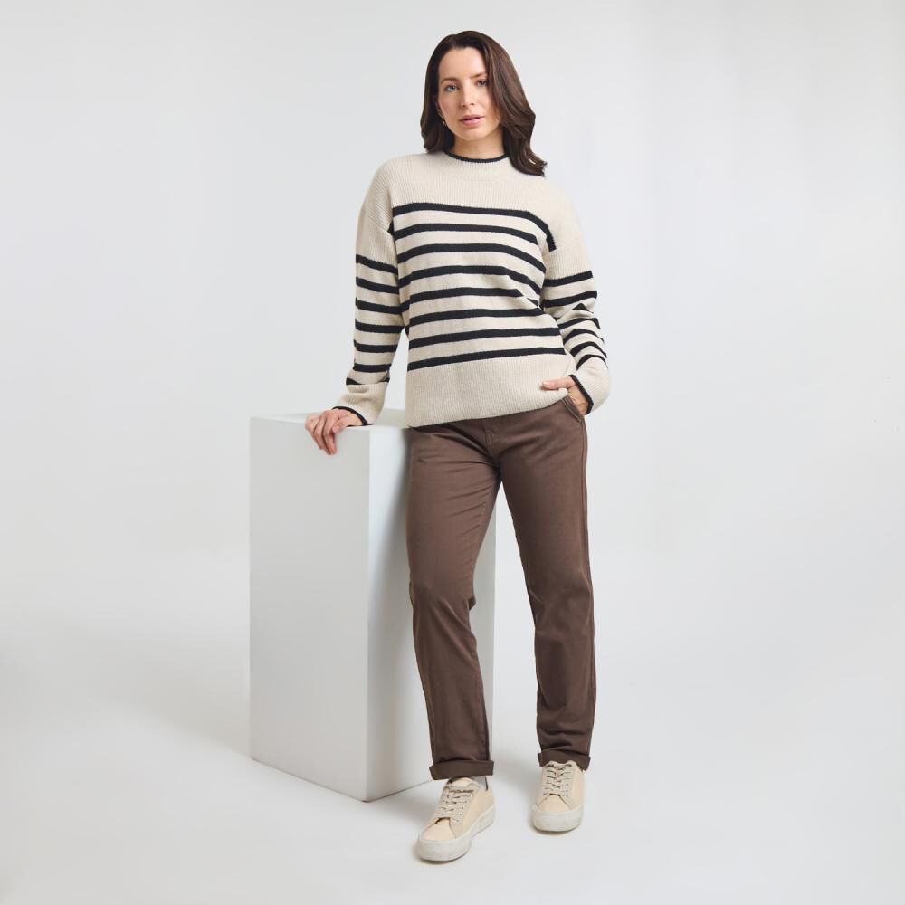Sweater Listado Regular Manga Larga Cuello Alto Mujer Geeps image number 1.0
