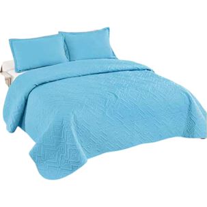 Cubrecama De Verano 2 Plazas Quilt + 2 Fundas De Almohada Cobertor Delgado Celeste