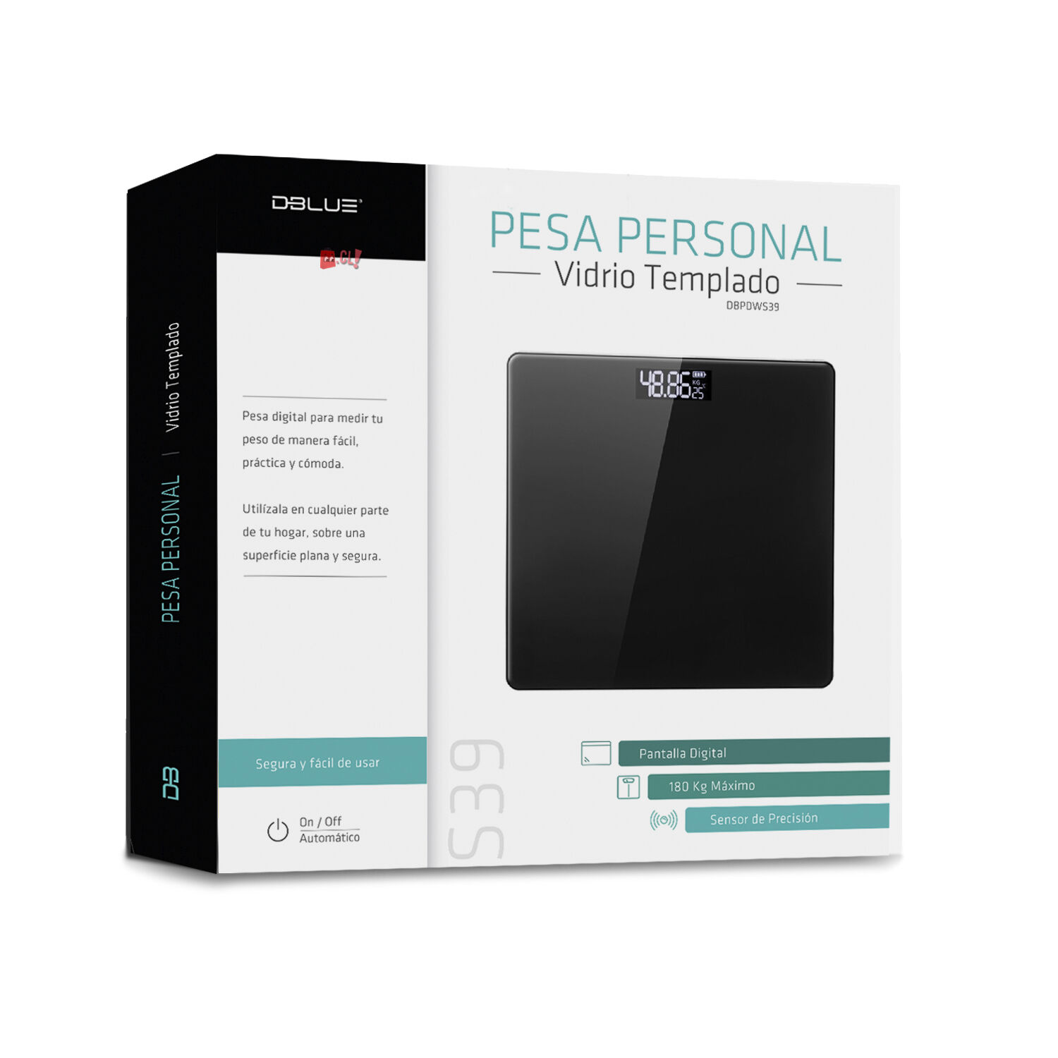 Pesa Digital Ba&ntilde;o Vidrio Templado Capacidad 180kg Azul - Ps image number 2.0