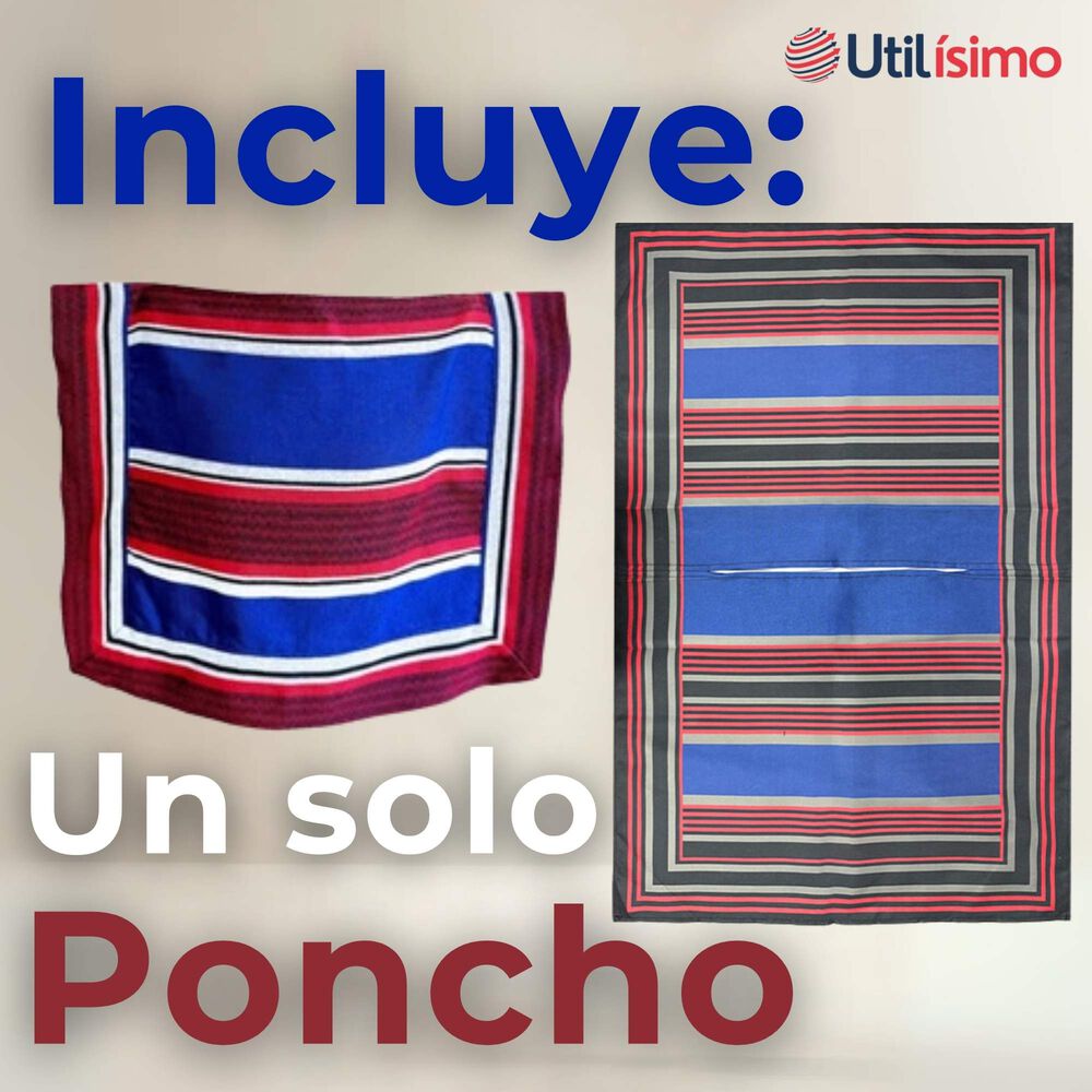 Poncho Manta Huaso Cueca Fiestas Patrias Para Ni&ntilde;os image number 3.0