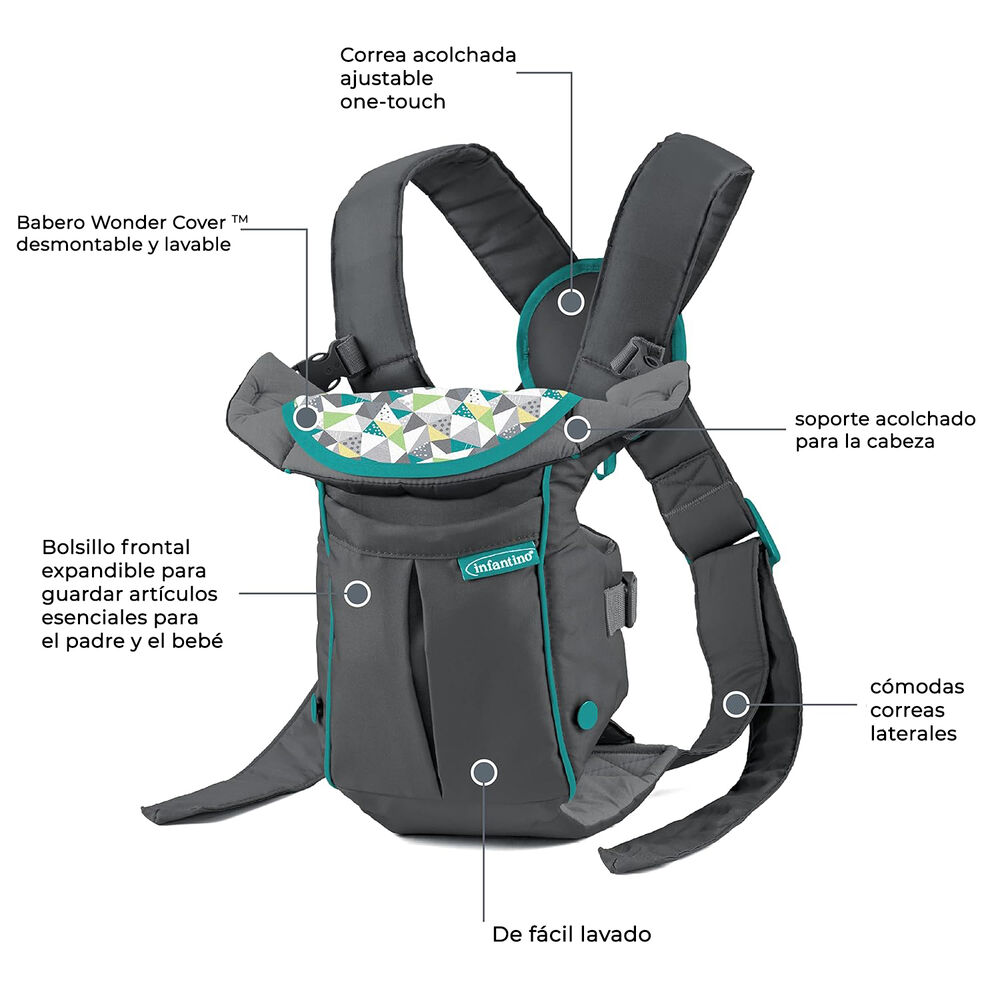 Portabebés Swift Classic Con Bolsillo Gris Infantino image number 4.0